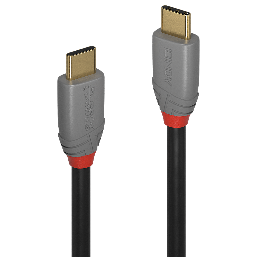 Lindy 1.5m USB 3.2 Typ C Kabel, 20GBit/s, 5A, PD, Anthra Line USB Typ C Stecker an C Stecker (36902)