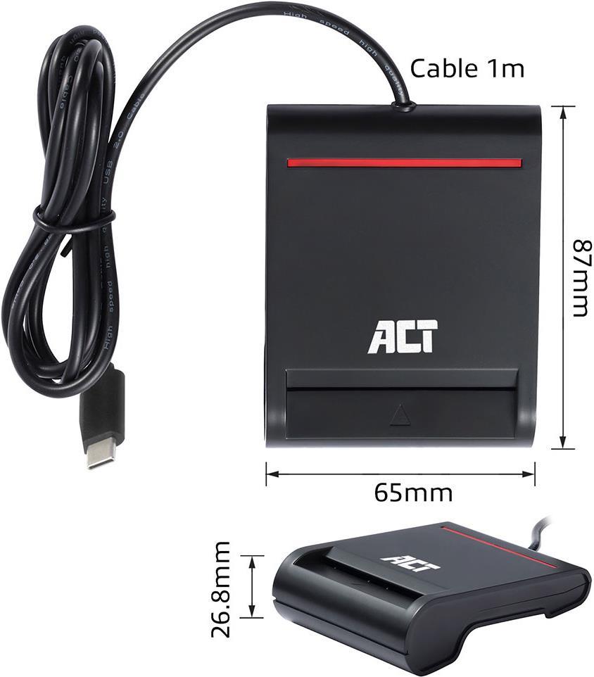 ACT AC6020 Smart-Card-Lesegerät Indoor USB USB 2.0 Schwarz (AC6020)