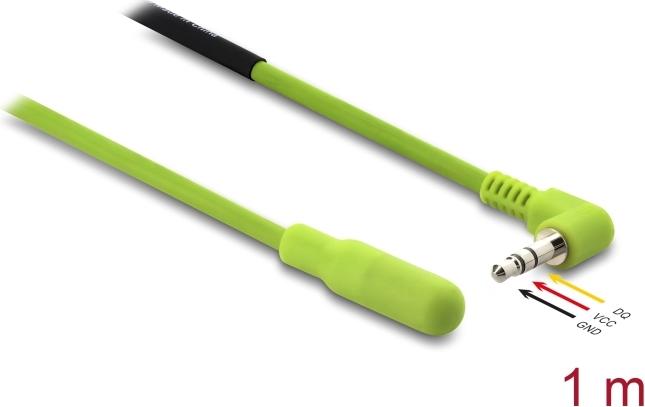 Delock Temperaturfühler-Kabel mit 3,5 mm 3 Pin Klinkenstecker 90° gewinkelt DS18B20 1 m (91394)