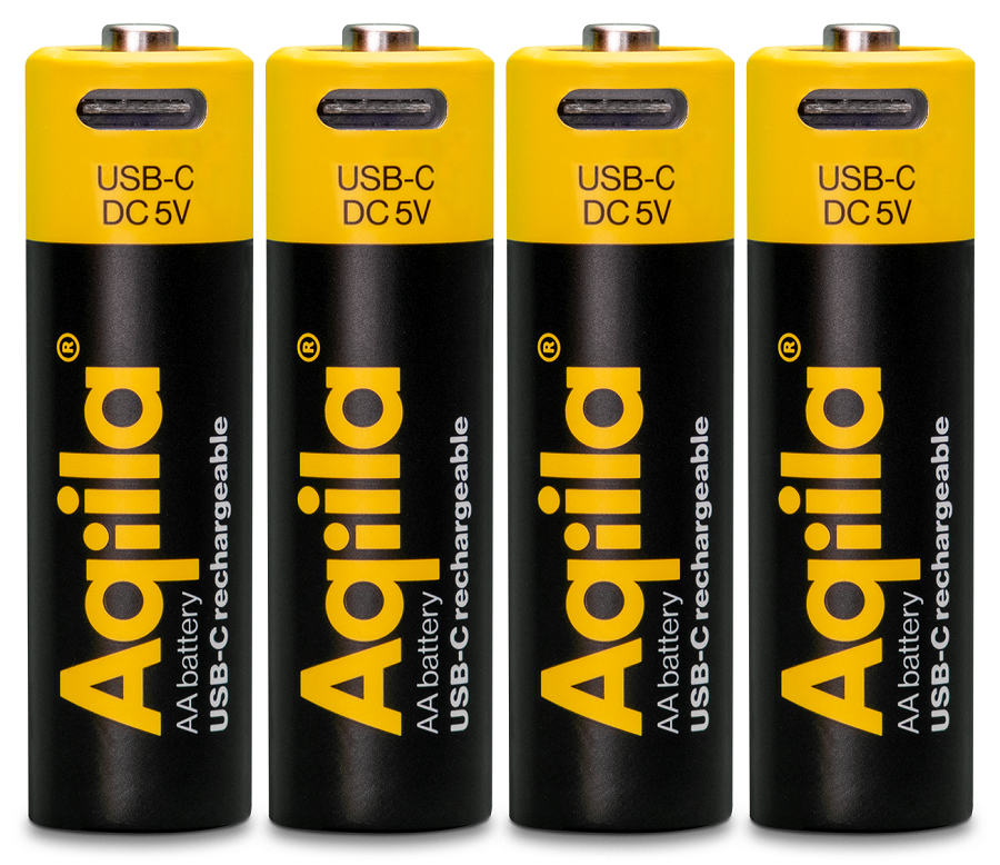 AQIILA AQ200AA367C4 AA Akku 2000 mAh 1,5 V USB-C Schwarz, Gelb