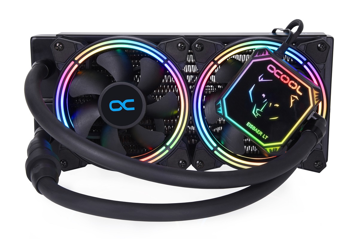 Alphacool Eisbaer Aurora LT240 240mm All-in-One-Flüssigkeitskühler Digital RGB 2x 120mm PWM Lüfter Schwarz