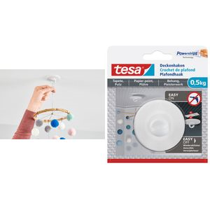 tesa Powerstrips Deckenhaken, für Tapete und Putz, 0,5 kg ideal zur Befestigu...