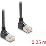 Delock RJ45 Netzwerkkabel Cat.6A S/FTP Slim 90° unten / unten gewinkelt 0,25 m schwarz (80297)