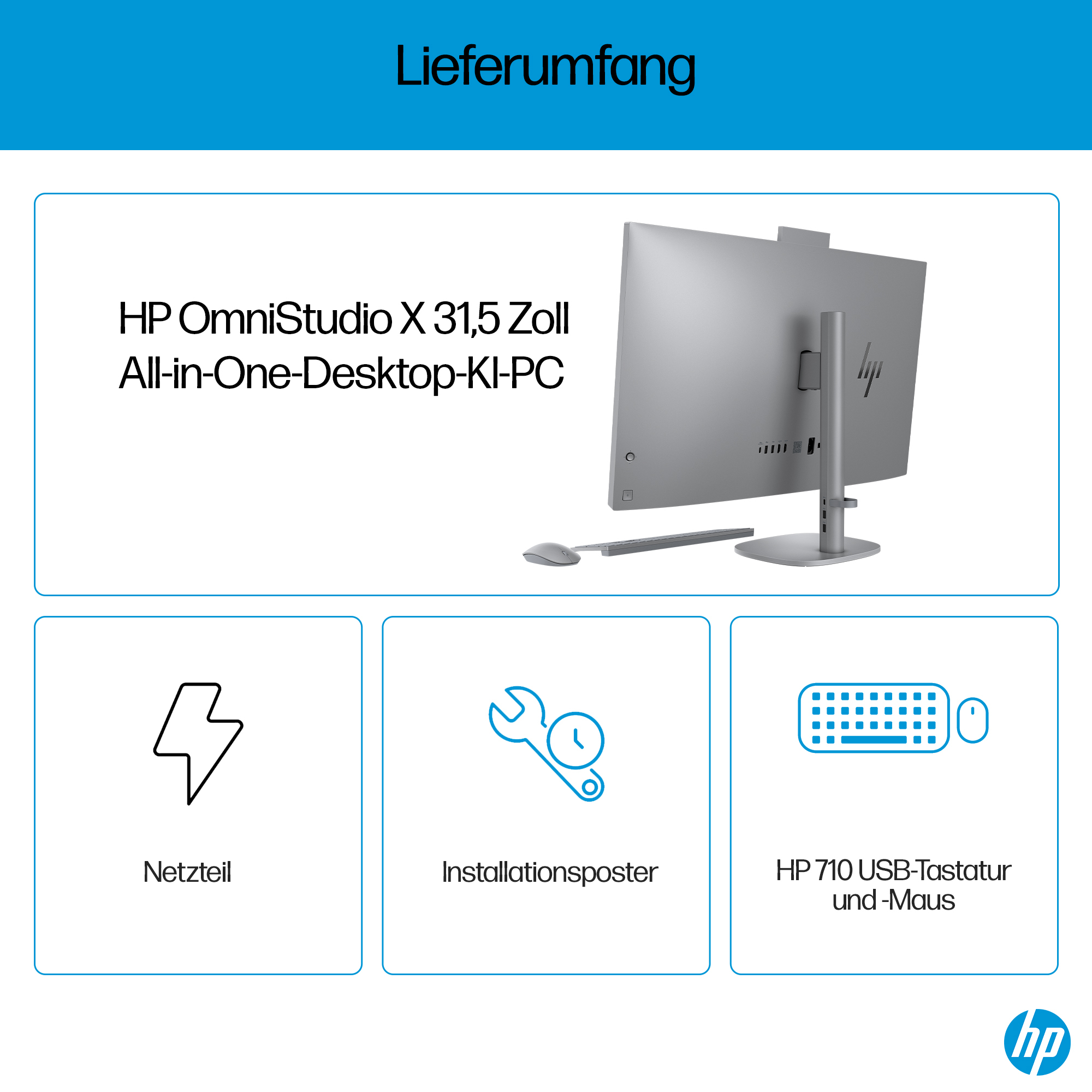 HP OmniStudio X 32-c0170ng 31,5" 4K UHD Core Ultra 7 32 GB RAM 1 TB SSD Silber