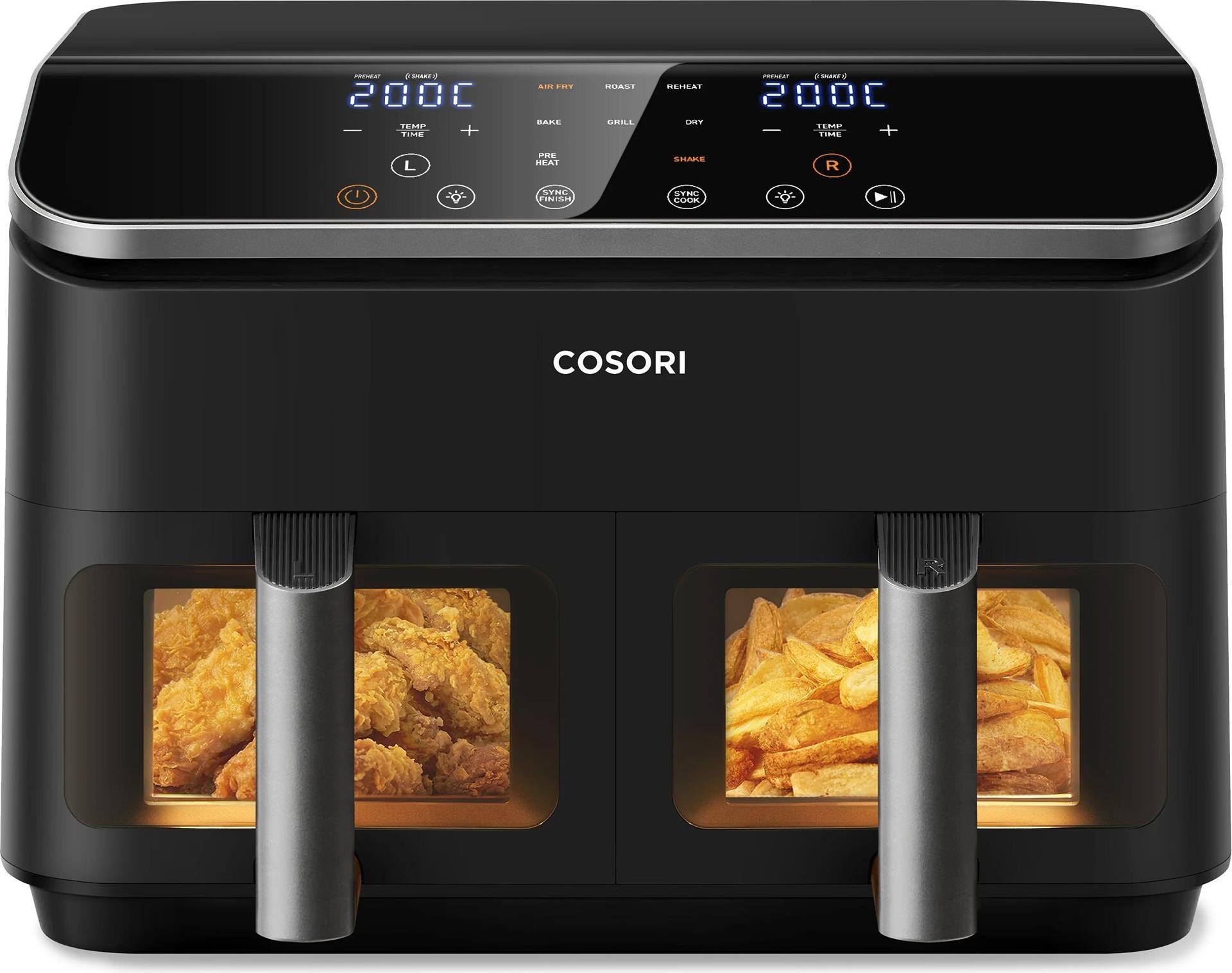 Cosori Dual Basket Chef Edition Heißluftfritteuse 8,5 l Doppelkorb 1750 W schwarz