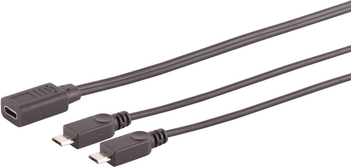 S-CONN S/CONN maximum connectivity Adapter, USB C Buchse auf 2x USB Micro B Secker, Y-Kabel, 2.0, sc