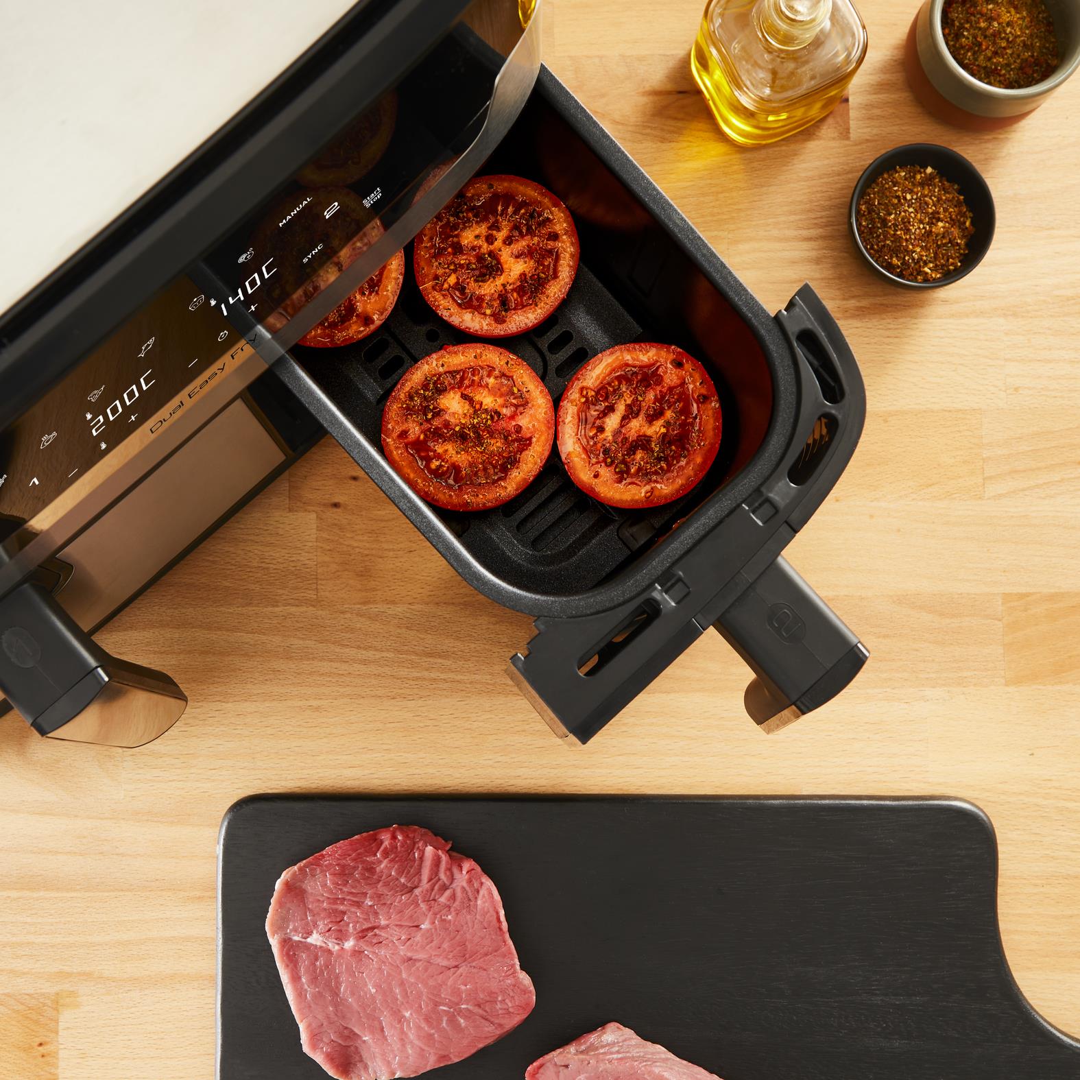 Tefal Dual Easy Fry & Grill EY905D Doppel-Heißluftfritteuse 8,3 l 2700 W Edelstahl