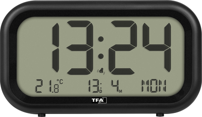 TFA Dostmann 60.2052.01 Quarz Wecker Schwarz Alarmzeiten 1 Großes Display, Extra lauter Weckton (60.2052.01)