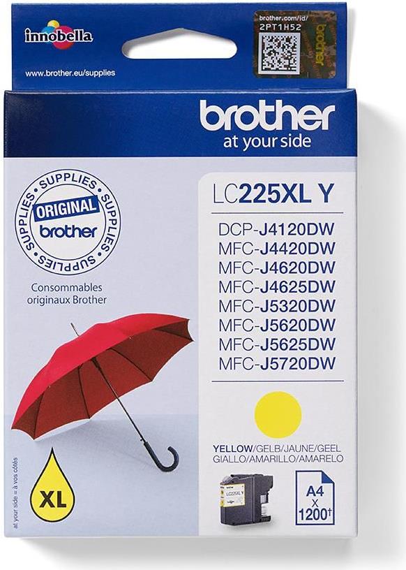 Brother LC225XLY Tintenpatrone XL 1.200 Seiten Gelb