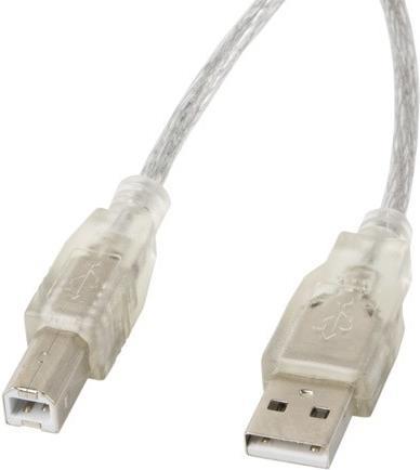 Lanberg CA-USBA-12CC-0030-TR USB Kabel 3 m 2.0 USB B Transparent (CA-USBA-12CC-0030-TR)