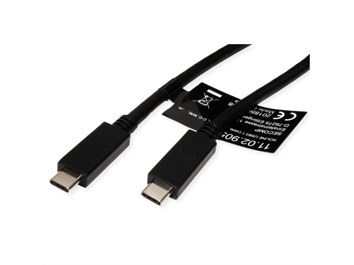 ROLINE USB 3.2 Gen 2 Kabel USB-C zu USB-C 1 m Schwarz