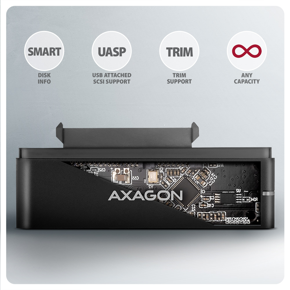 AXAGON ADSA-FPX SATA auf USB-C Adapter für 2,5"/3,5" SSD/HDD Schwarz
