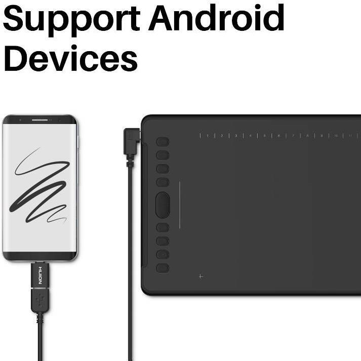 HUION H1161 Grafiktablett 5080 lpi 279,4 x 174,6 mm USB Typ-C Schwarz