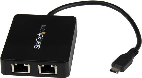 StarTech.com USB-C auf Dual-Gigabit Ethernet Adapter mit USB (Typ-A) Anschluss (US1GC301AU2R)