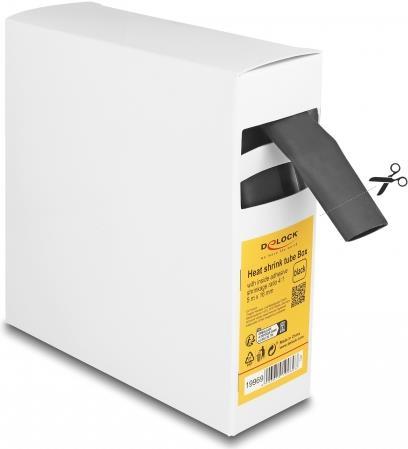 Delock Schrumpfschlauch Box, mit Innenkleber, Schrumpfungsrate 4:1, 5 m x 16 mm schwarz (19969)
