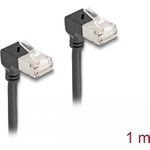 Delock RJ45 Netzwerkkabel Cat.6A S/FTP Slim 90° oben / oben gewinkelt 1 m schwarz (80281)