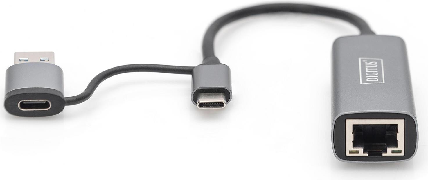 Digitus DN-3028 USB-C/USB-A Netzwerkadapter 2.5GBase-T Grau