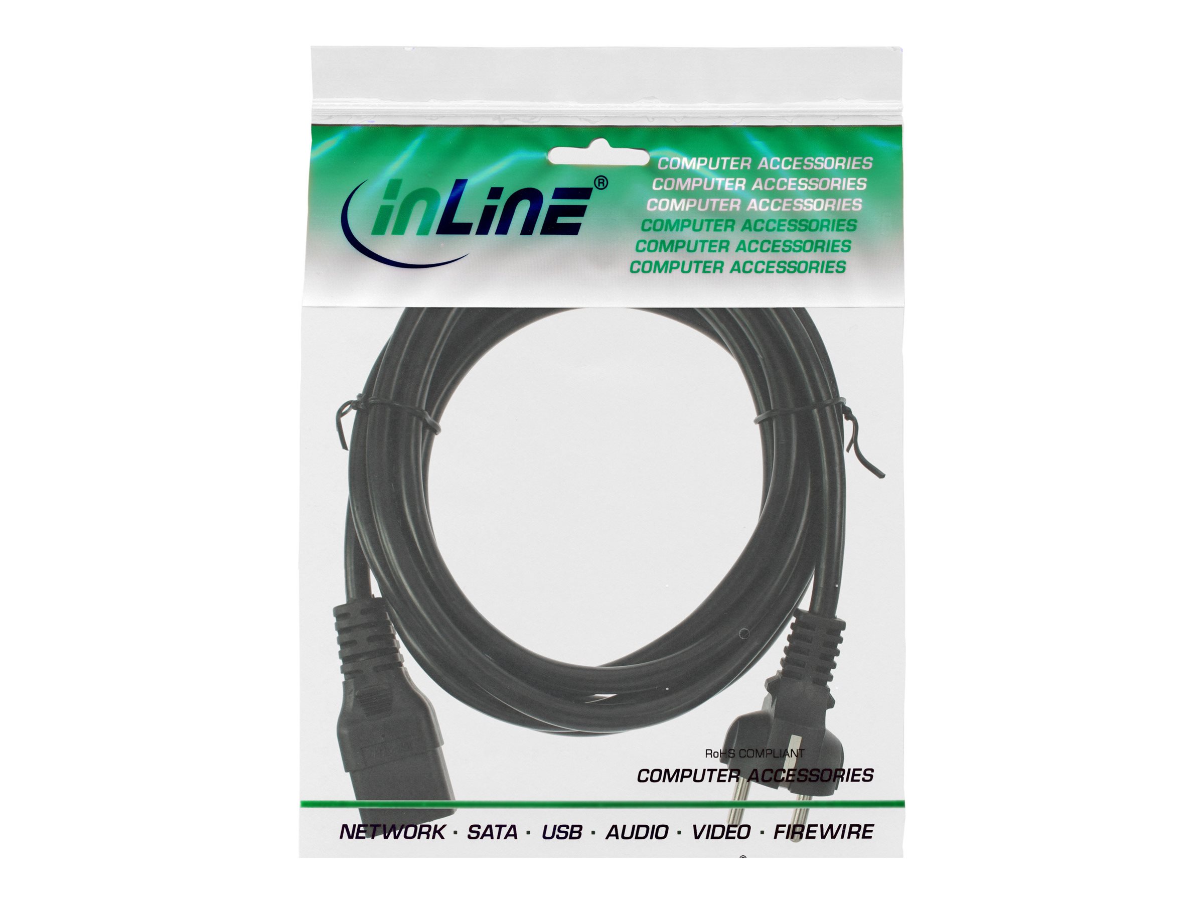 InLine Stromkabel CEE 7/7 zu IEC 60320 C19 16A 1 m Schwarz