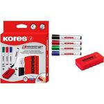 Kores Whiteboard-Marker Set, 4 Marker + Tafellöscher K MARKER: Rundspitze, Strichstärke: 3.0 mm, schnell - 1 Stück (M20863)