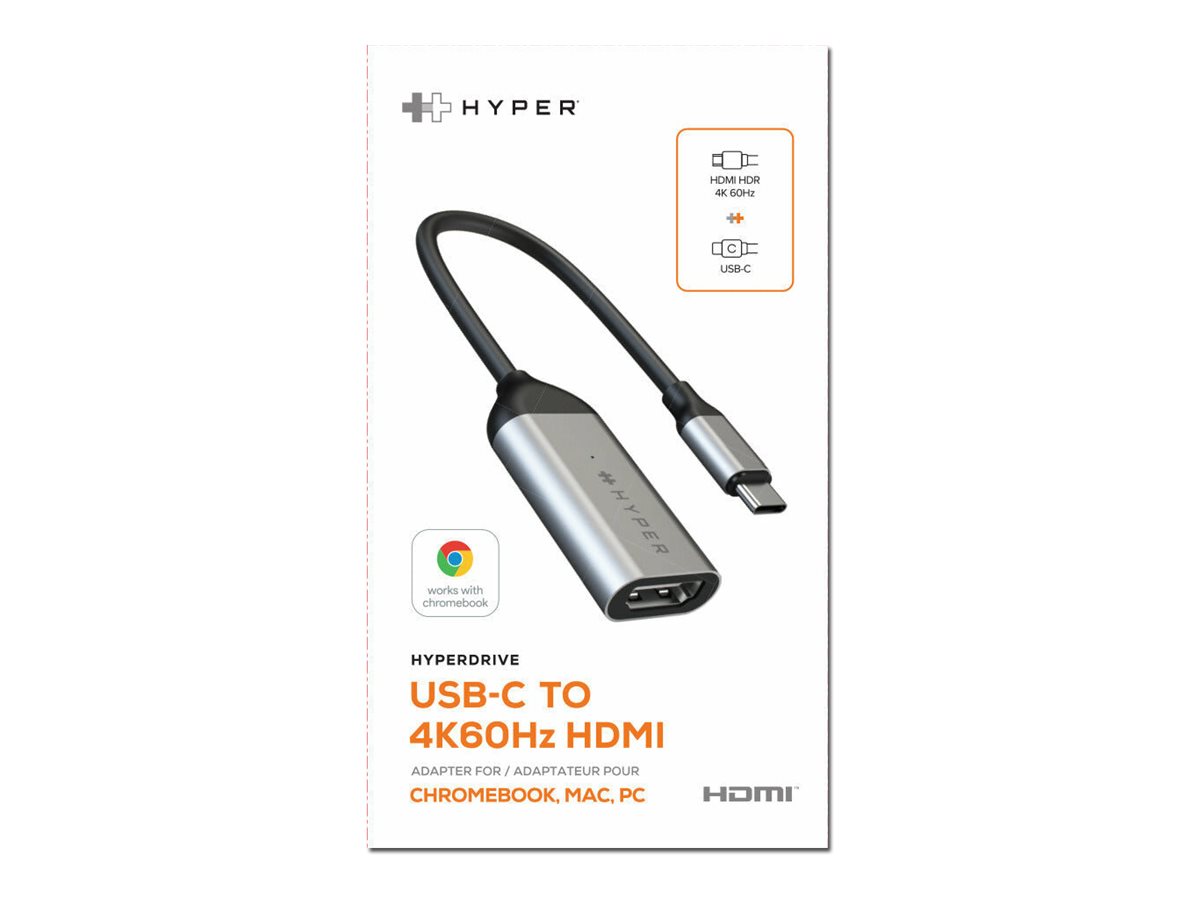 Hyper HyperDrive HD425A USB-C auf HDMI Videoadapter 4K 60Hz Edelstahl