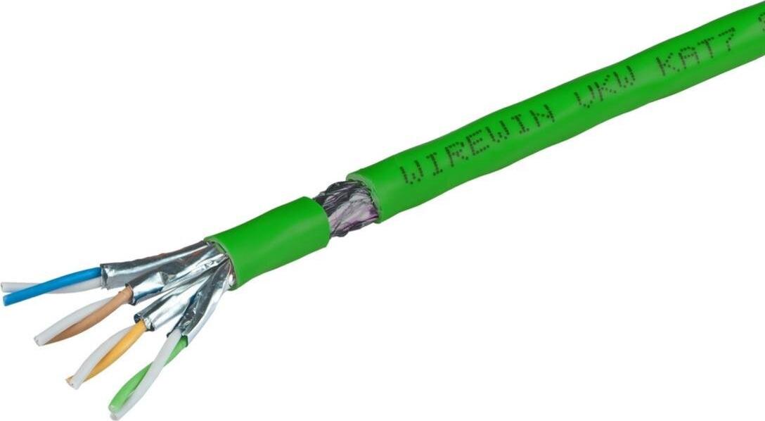 Wirewin KAT7 Verlegekabel, S/FTP, 1000MHz, LSOH3, Single, 500m, Simplex 500m Netzwerkkabel (VKW SFTP K7 LSOH3 500SXGN)