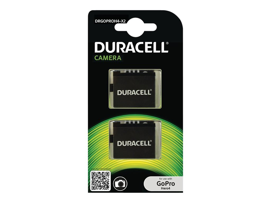 Duracell DRGOPROH4-X2 Kamera-Akku Li-Ion 1160 mAh 3,8 V für GoPro HERO4 (2er-Pack) Schwarz
