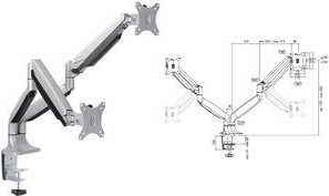 LogiLink Tischhalterung für 2 Monitore (adjustable arm) (BP0043)