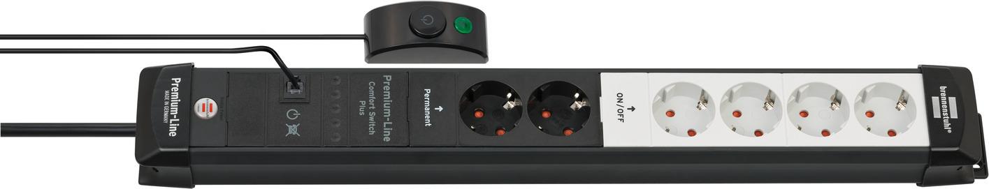 brennenstuhl Premium-Line Comfort Switch Plus 6-fach Steckdosenleiste mit Fußschalter 56,0 cm schwarz (1951560103)
