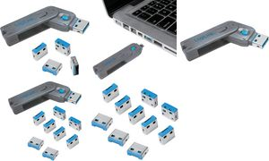 LogiLink USB Sicherheitsschloss, 10 Schlösser ohne Schlüssel, 10 USB-Aufsätze, effektiver Schutz für USB - 1 Stück (AU0046)