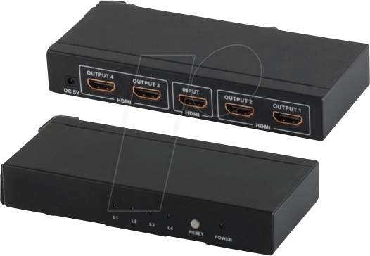 SHIVERPEAKS SHVP 05-03004 - HDMI Splitter, HDMI Buchse auf 4x HDMI Buchse, 4K2K, 3D (SP05-03004)