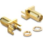 Delock SMA End-Launch-Buchse gerade für Leiterplatte bis 1,7 mm Gewindelänge 9 mm Gold