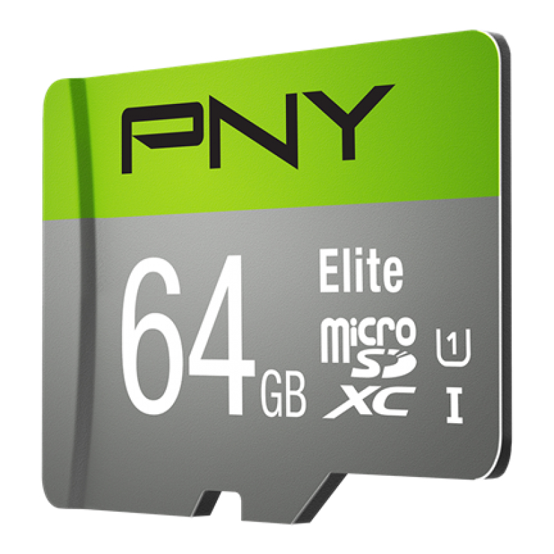 PNY Elite 64 GB microSDXC UHS-I Class 10 Grün, Grau
