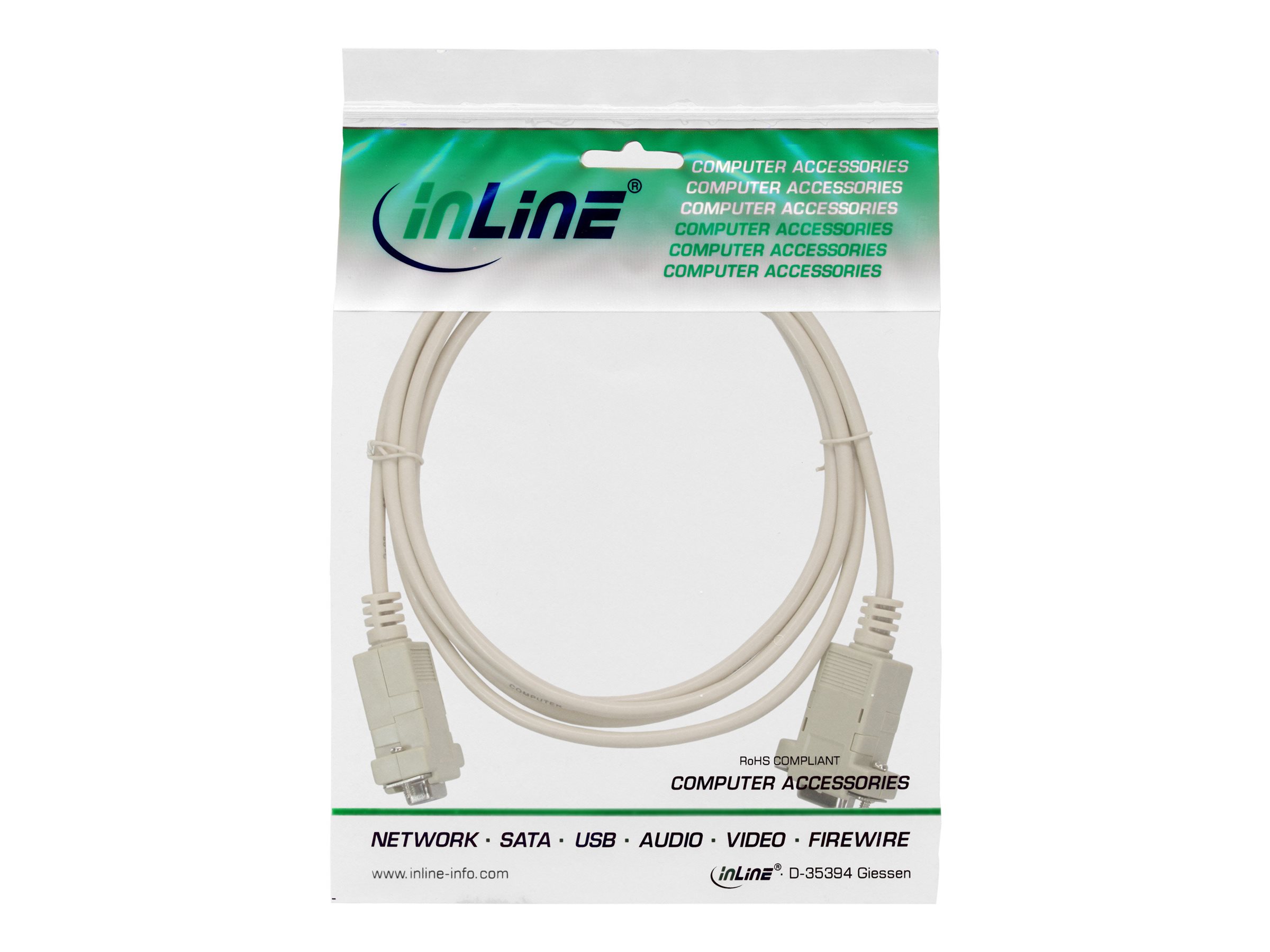 InLine Nullmodemkabel DB-9 Buchse zu DB-9 Buchse 2 m Beige