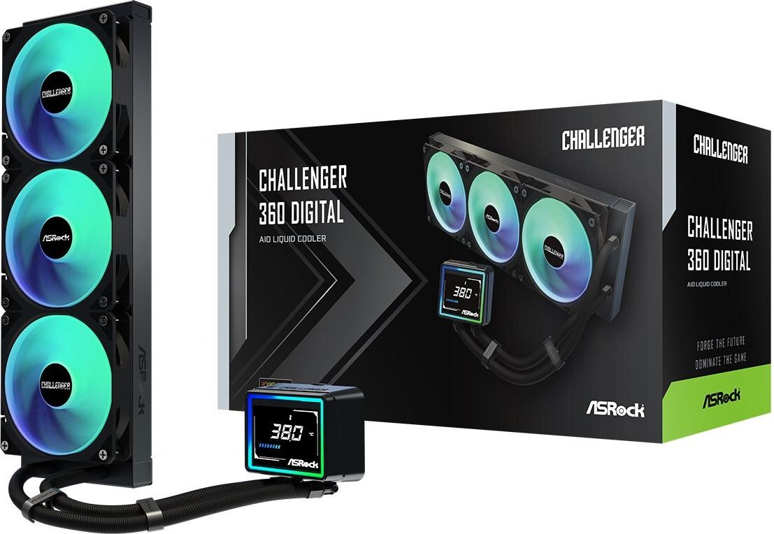 ASRock CPC Challenger 360 Digital ARGB 90-ACLA36-BAAGA6 CPU-Wasserkühler – 360?mm – ARGB – Triple-Fan – Schwarz