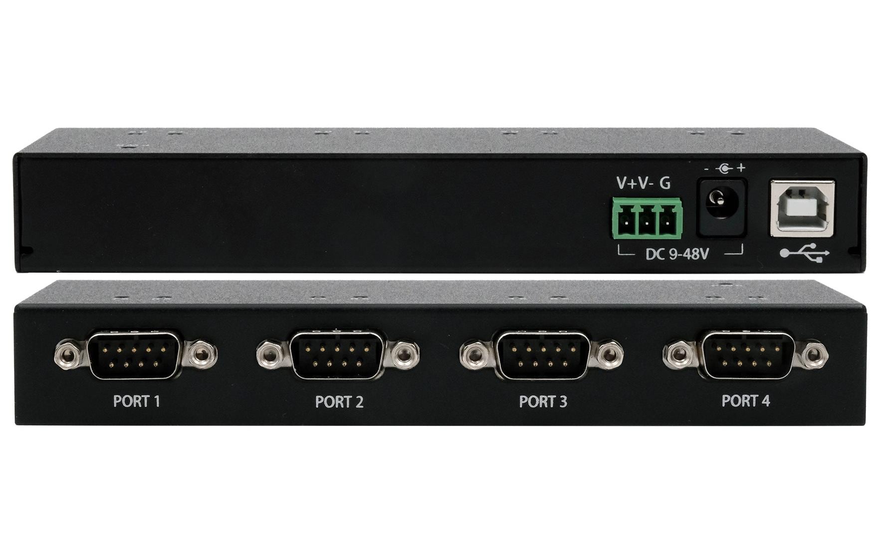 Exsys EX-13074HM USB 2.0 zu 4x RS-232 Serieller Adapter Low-Profile Metallgehäuse