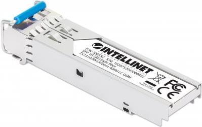 INTELLINET Gigabit SFP Mini-GBIC Transceiver WDM bidirektional für LWL-Kabel 1000Base-BX-U (LC) Singlemode-Port, 40 km, BiDi WDM (RX1550/TX1310), MSA-konform für maximale Kompatibilität, silber (508582)