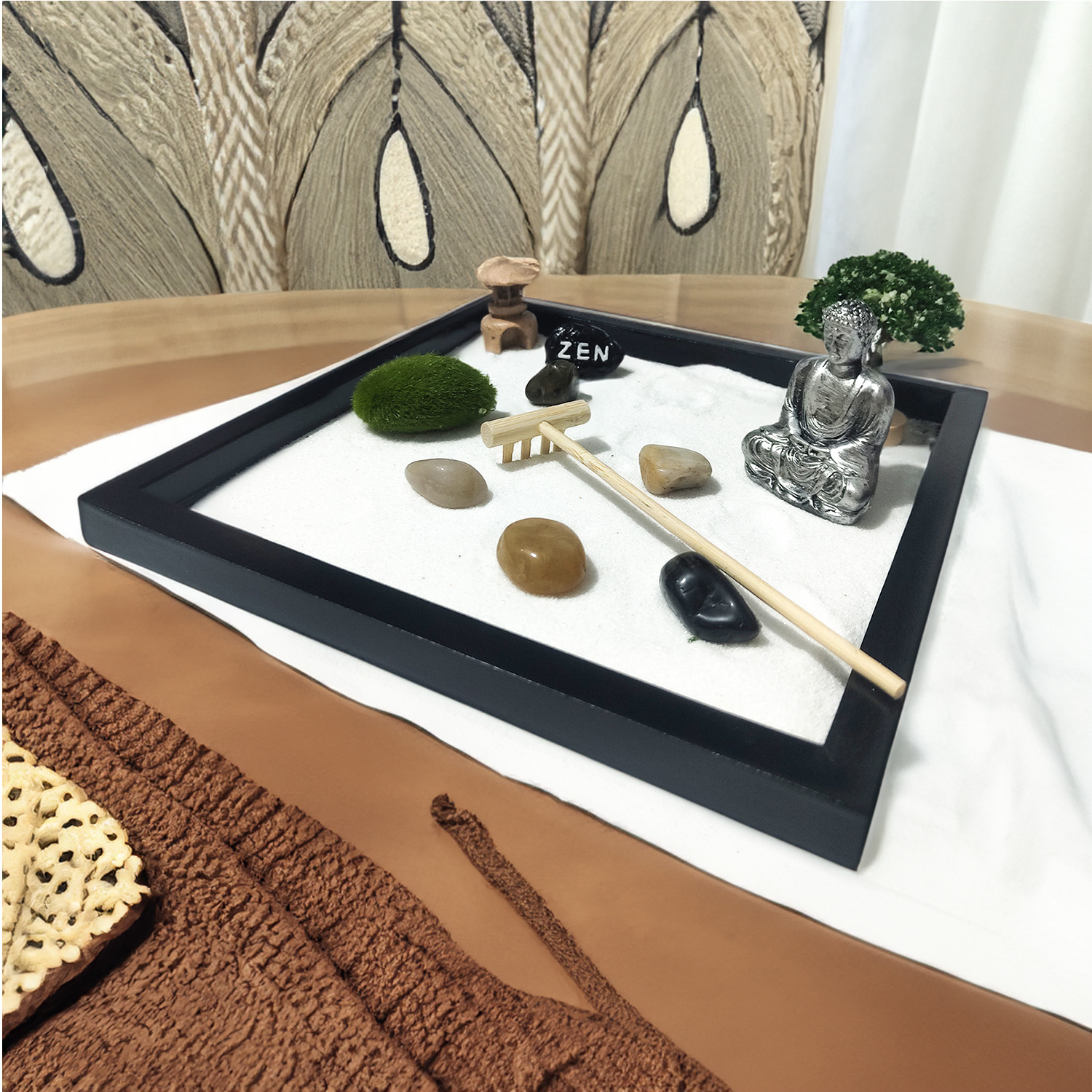 Mad Monkey Zen Garten Briefbeschwerer Schwarz
