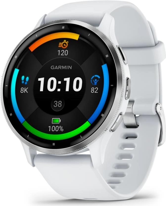 Garmin Venu 3 Smartwatch 45 mm 1,4" AMOLED GPS WLAN Silber, Weiß