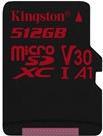 KINGSTON 512GB microSDXC Canvas React 100R/80W U3 UHS-I V30 A1 Single Pack w/o Adapter (SDCR/512GBSP)