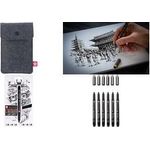 SAKURA Fineliner Pigma Micron, 6er Set + GRATIS Etui Tinte: permanent, farb-, wasser- und lichtecht, - 1 Stück (POXSDKB6)
