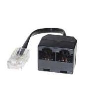 ISDN Verteiler, 2-fach, 1 x RJ45 St/2x RJ45 (8P8C) Bu, 10 cm Kabel Zum Anschluss von 2 ISDN-Geräten an eine Leitung (17000462)
