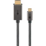 Goobay USB-C -auf-HDMI -Textilkabel 4K a 60 Hz 3 m schwarz silber - -Stecker> (75701)