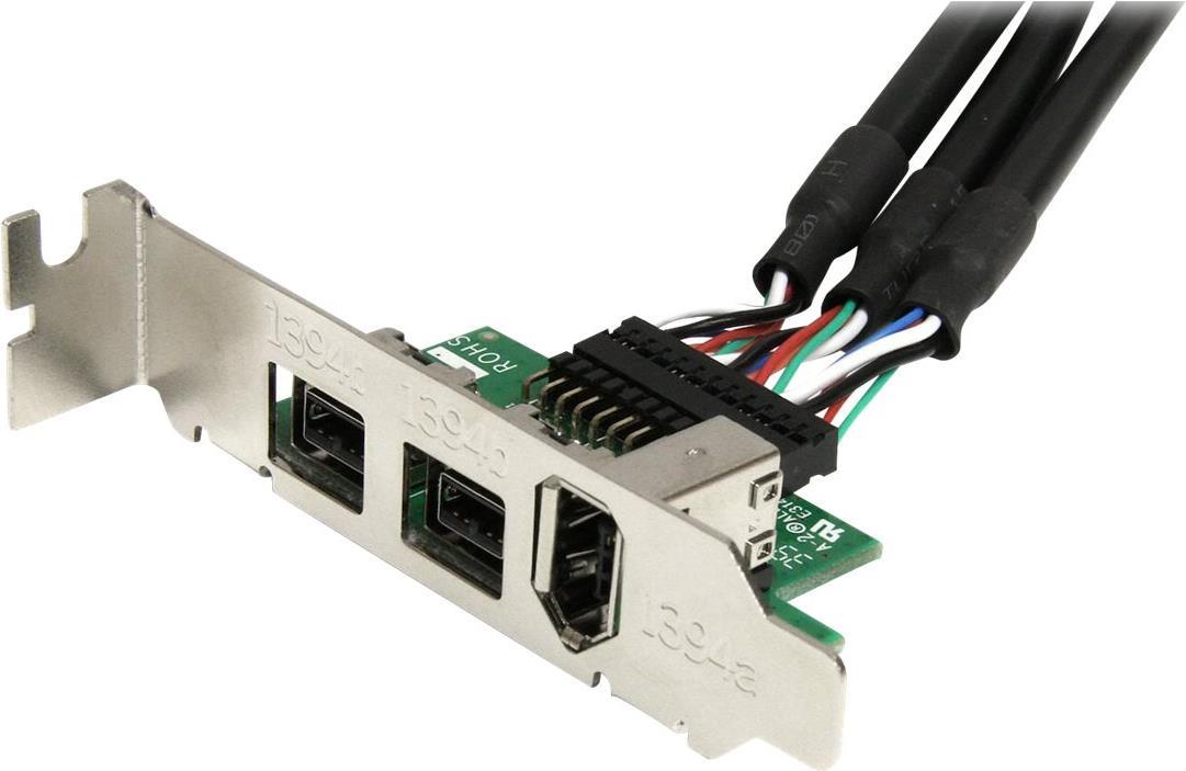 StarTech.com MPEX1394B3 FireWire-Adapter, PCI Express Mini Card, 2x FireWire 800 + 1x FireWire 400, Schwarz, Edelstahl