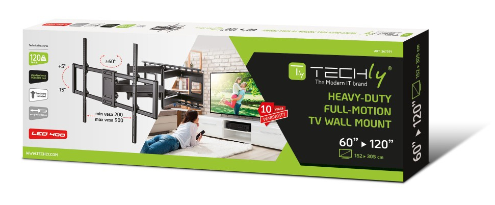 Techly ICA-PLB-189B Wandhalterung 60-120" 120 kg Schwarz