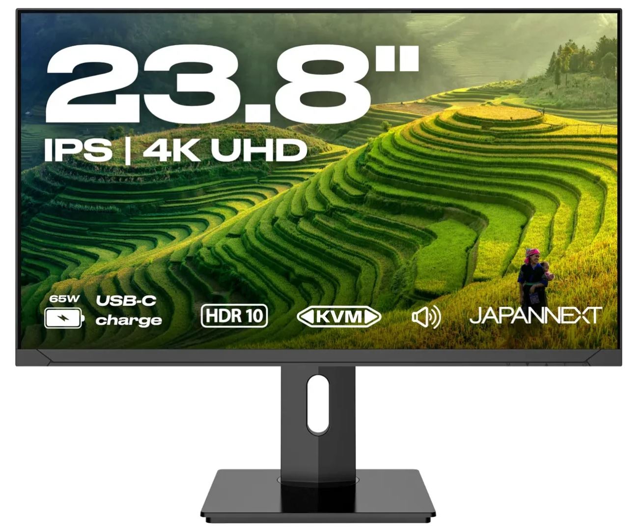 JAPANNEXT 4K UHD Monitor 60,45cm (23,8") 3840x2160 Pixel,IPS Panel, 8 ms, 60 Hz, AMD FreeSync, HDMI, DisplayPort (JN-IPS2380UHDR-C65W-HSP)