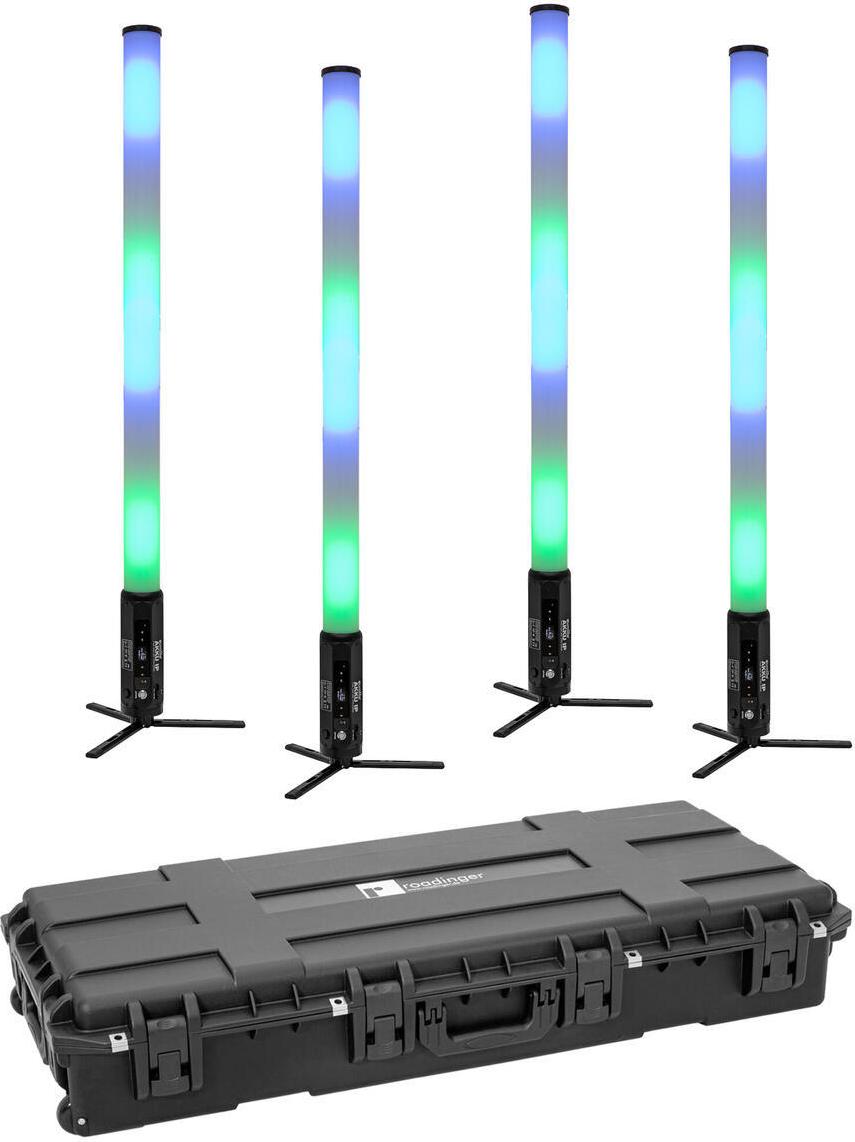 EUROLITE Set 4x AKKU IP Pixel Tube 360° PRO CRMX + Kunststoffcase IP65