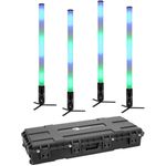 EUROLITE Set 4x AKKU IP Pixel Tube 360° PRO CRMX + Kunststoffcase IP65