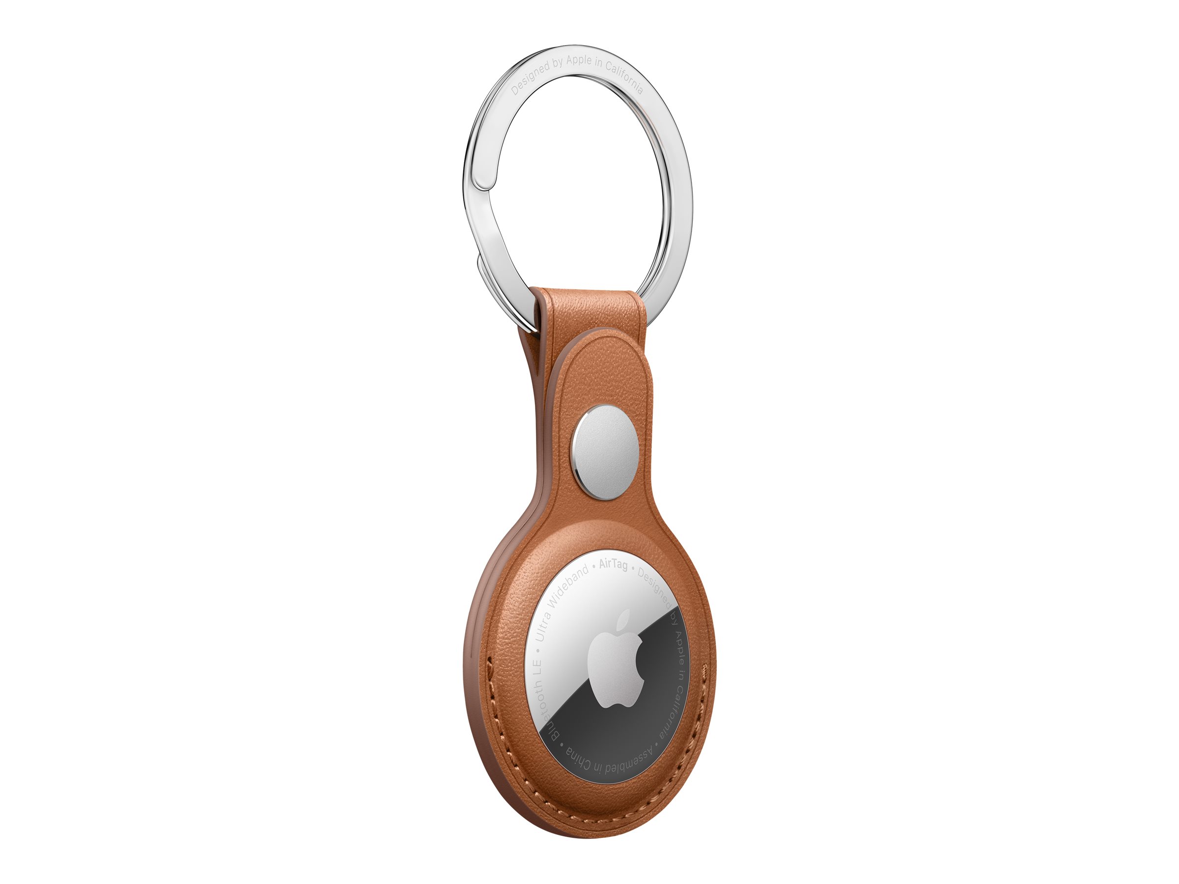 Apple AirTag Leather Key Ring Leder Edelstahl Saddle Brown