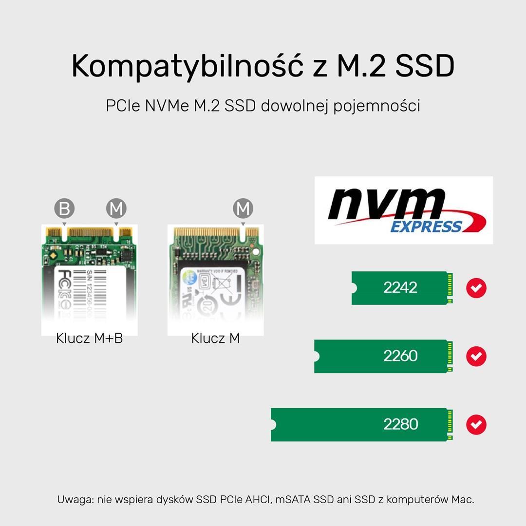 UNITEK S1206A USB-C zu PCIe/NVMe M.2 SSD 10 Gbit/s Dual Bay-Gehäuse mit Offline-Klon (S1206A)