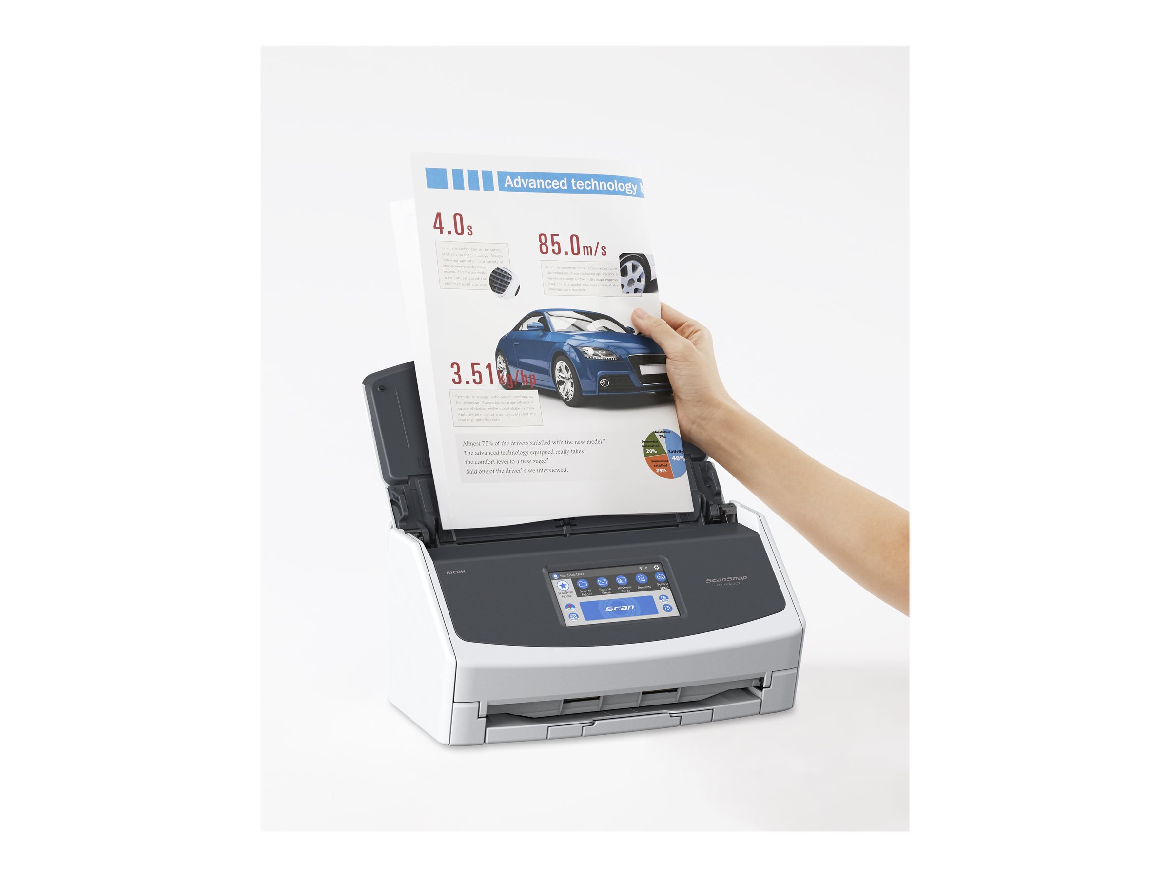 Ricoh ScanSnap iX1600 Dokumentenscanner 40 Seiten/Min. 4.3" Touchscreen Wi-Fi(n) Weiß